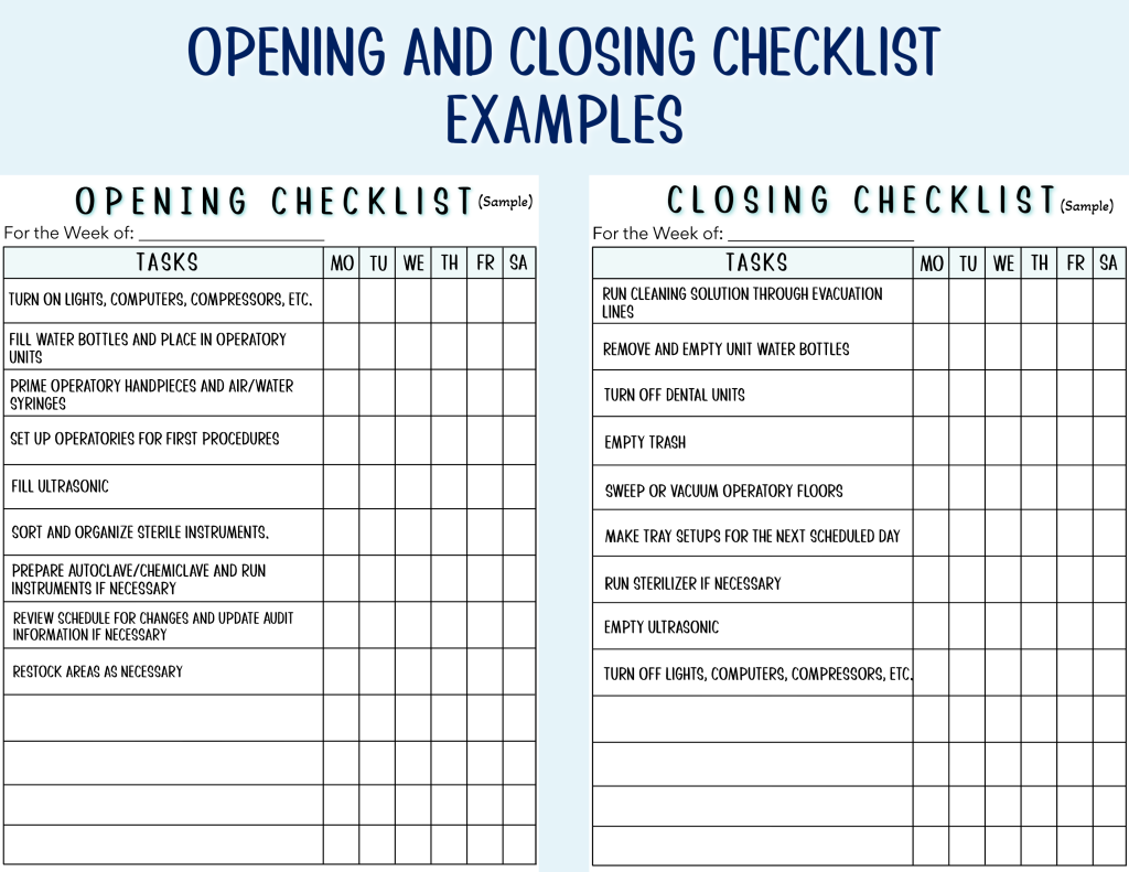 Assistant Binder Checklist Examples