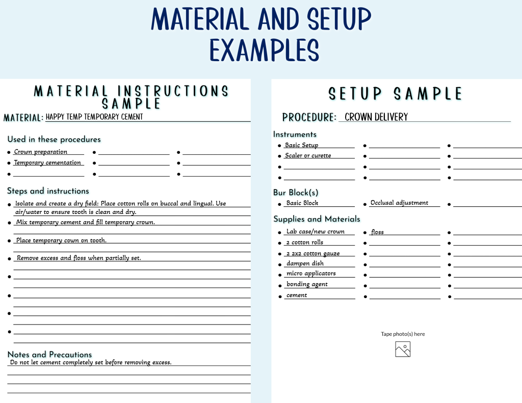 Assistant Binder Material and Setup Examples